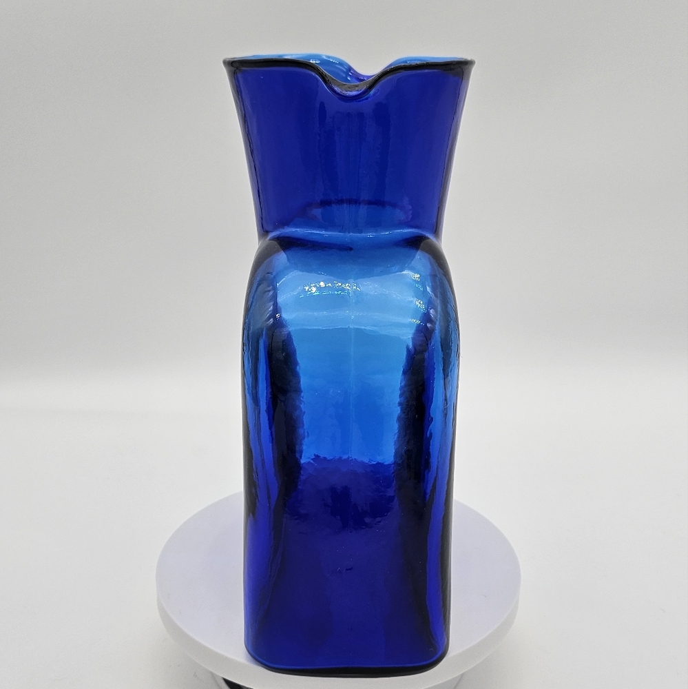 Vintage Blenko 384 Cobalt Blue Double Spout Water Bottle-Small Bubbles See Pics - Picture 4 of 9